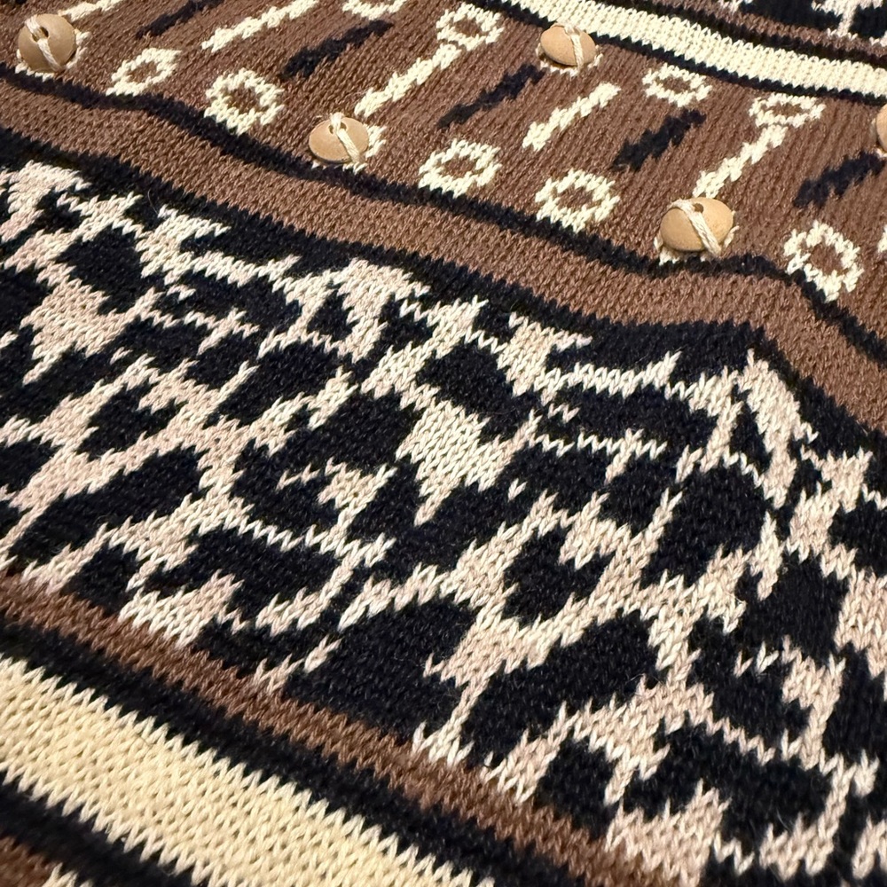 Vintage The Villager Signature Ramie Cotton Animal Print Knit Sweater Size M - Picture 5 of 5